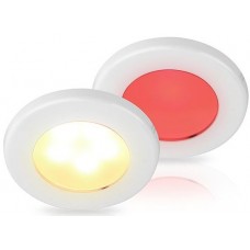 Hella EuroLED 75 Series Downlights - 12Volt DUAL Warm White/Red Light with White Rim - Screw Mount - Interior or Exterior - Completely Sealed - Dimmable - 5 Year Warranty (2JA015247111)