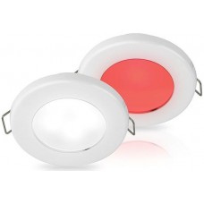 Hella EuroLED 75 Series Downlights - 12Volt DUAL White/Red Light with White Rim -  Spring Mount - Interior or Exterior - Completely Sealed - Dimmable - 5 Year Warranty (2JA015247511)