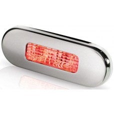 Hella Marine Oblong Red LED Courtesy Light - Surface Mount with Polished Stainless Rim - 12-24Volt DC (2XT980869501)
