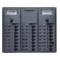 BEP Marinco Contour 24 Circuit Breaker DC Panel - Square with 24V Analog Voltmeter and Ammeter (113172 - 905-AM-24)