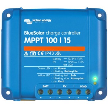 Victron BlueSolar MPPT 100/15 Solar Charge Controller - Solar Panel Regulator – Suits 12 or 24V Systems (SCC010015200R)