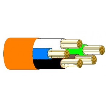 Tricab Marine 5 Core 6mm Tinned ORANGE Flexible Rubber Cable (Brown, Blue, Earth) - Suits 240V AC Shorepower Leads - Sold per mtr or 100m Spool (TRI 5C6OR)