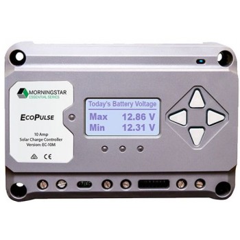 Morningstar EcoPulse Solar Charge Controller 30A for 12 & 24V Systems - PWM with LCD Screen - 4 Stage Charging - Low Battery Protection (SR-EC-30M)