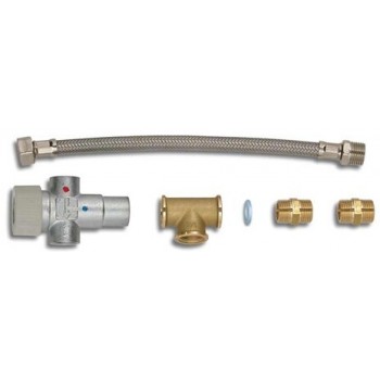 Quick Thermostatic Mixing Valve KIT - Suits Quick B3, BX and BXS Series Hot Water Heaters - Includes Flexible Braided Steel Hose, Mixing Valve and Cross Fitting (FLKMT0000000A00)