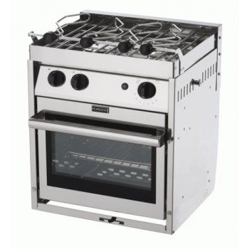 Force 10 - A21 - 2 Burner Gourmet Galley Range - Marine S/S Gimbaled Stove and Oven with Grill - Incl Pot Holders & Gimbals - Made in France (63251)