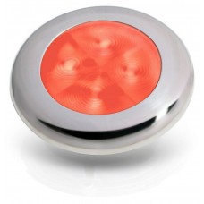 Hella Marine Red Round LED Courtesy Light with Satin Stainless Rim 12 Volt (2XT980507301)